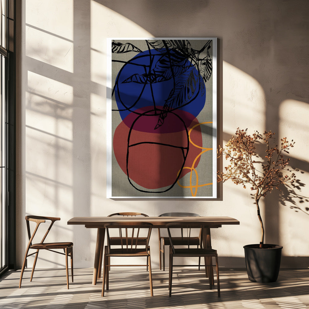 Woodblock Leaf Purple Blue Red Abstract 3 Final | Canvas