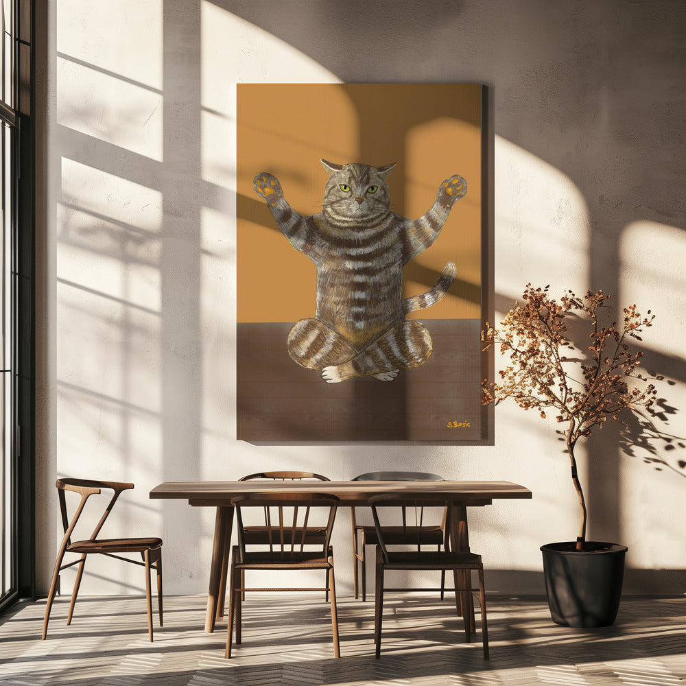 Yoga Cat Tan Background | Canvas