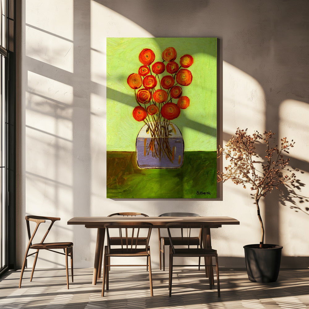 Poppies in Vase Bright Version | Canvas