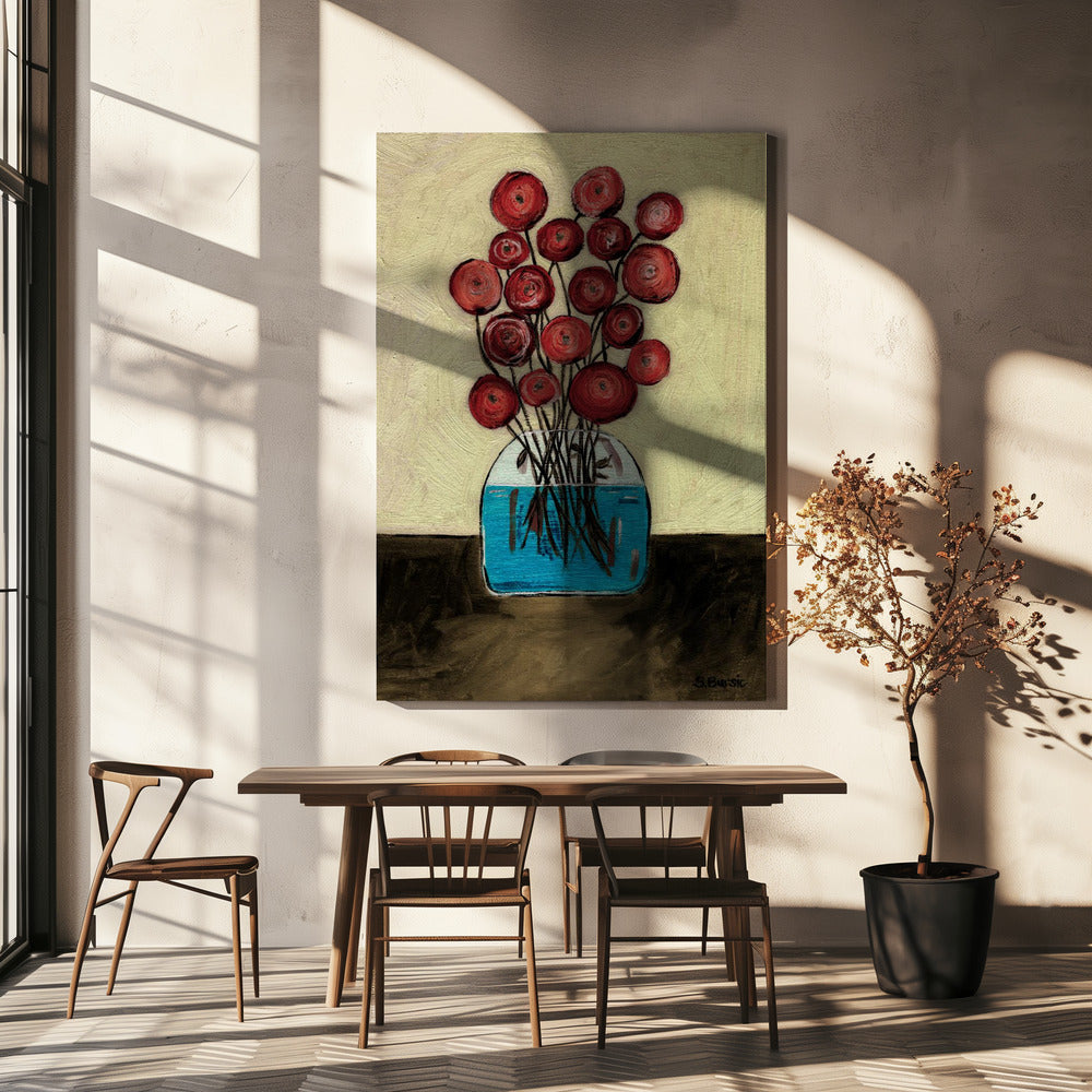 Poppies in Vase Tan | Canvas