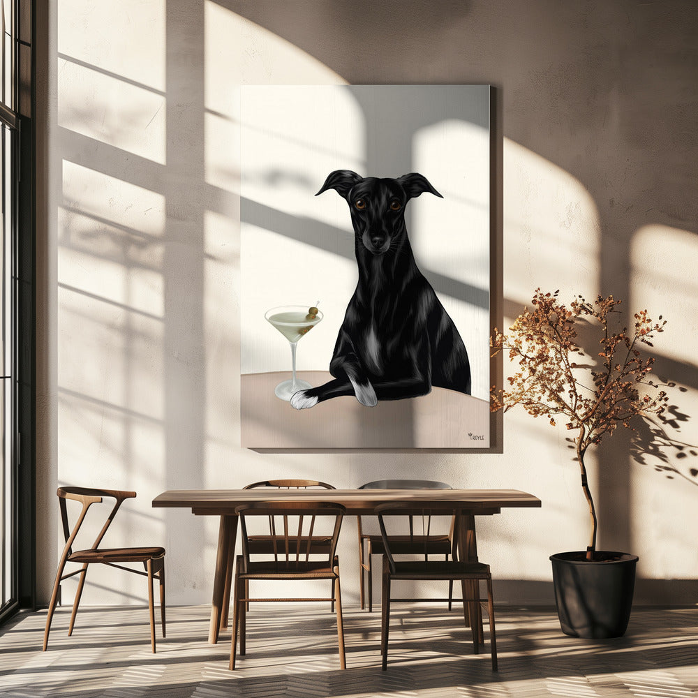 Classy Greyhound with Martini | Canvas