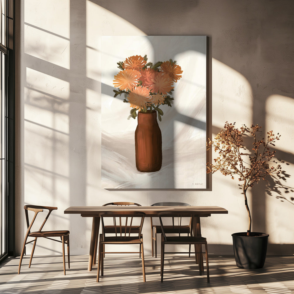 Vase of Flowers in Peach | Canvas