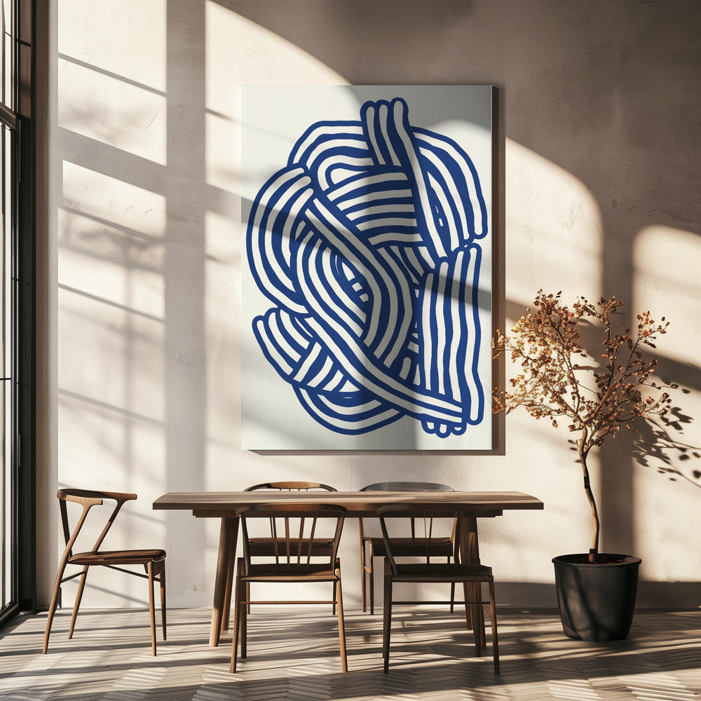 Line art organic shape in blue | Canvas