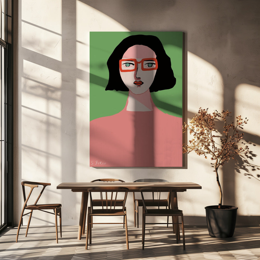 Lady with Red Glasses | Canvas