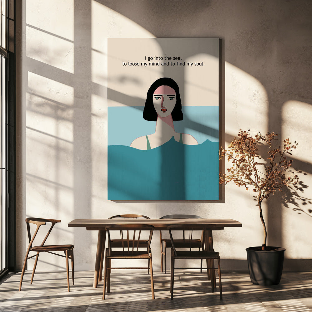 Ocean SWIMMER WITH TEXT | Canvas