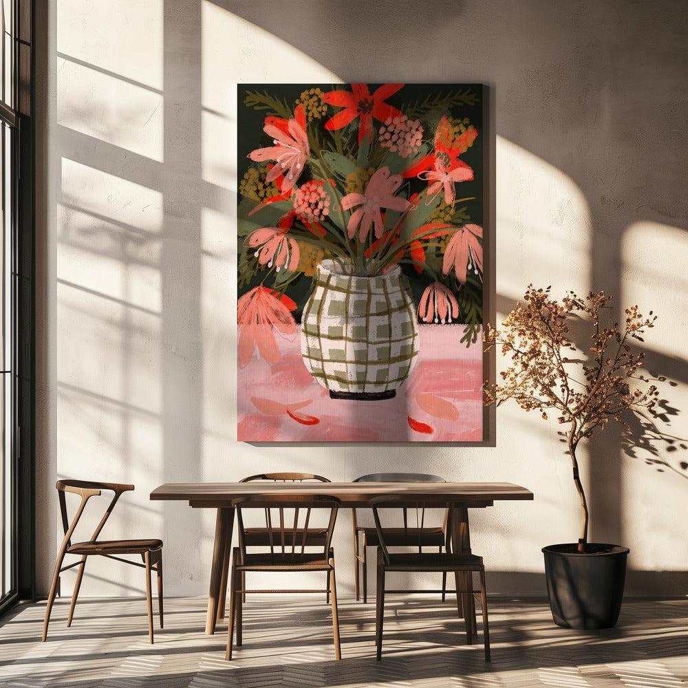 Petals in Patterned Vase | Canvas
