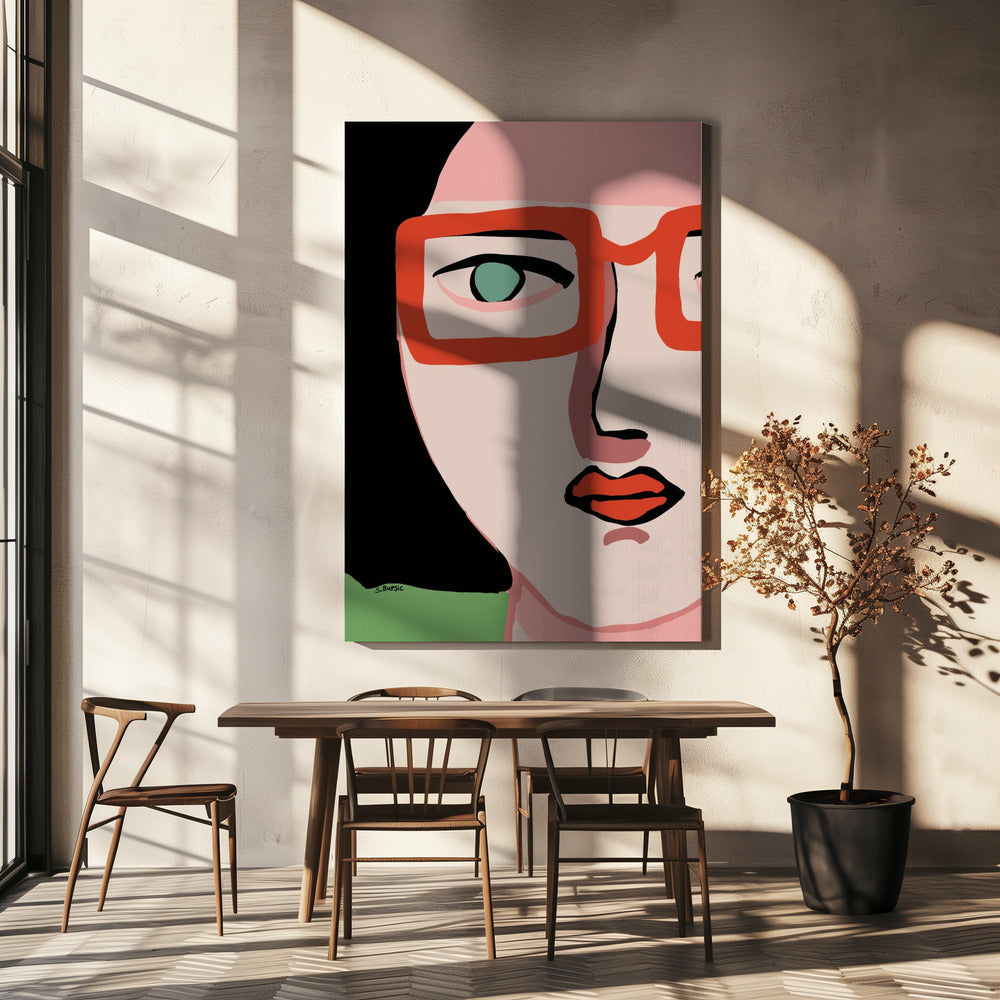 Lady with red glasses | Canvas