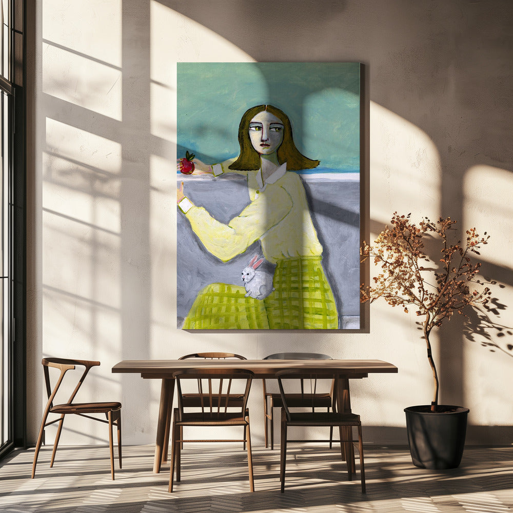Lady Sitting with Rabbit | Canvas