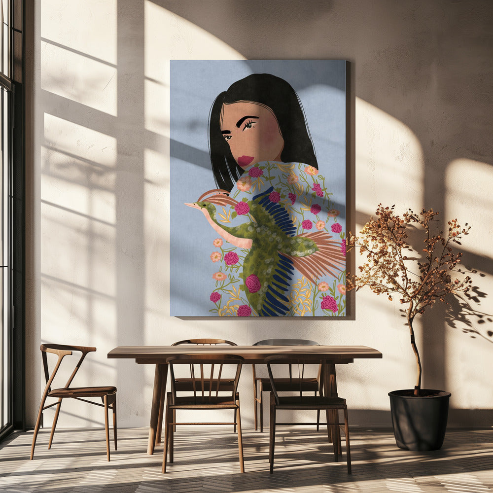 Girl with Crane | Canvas