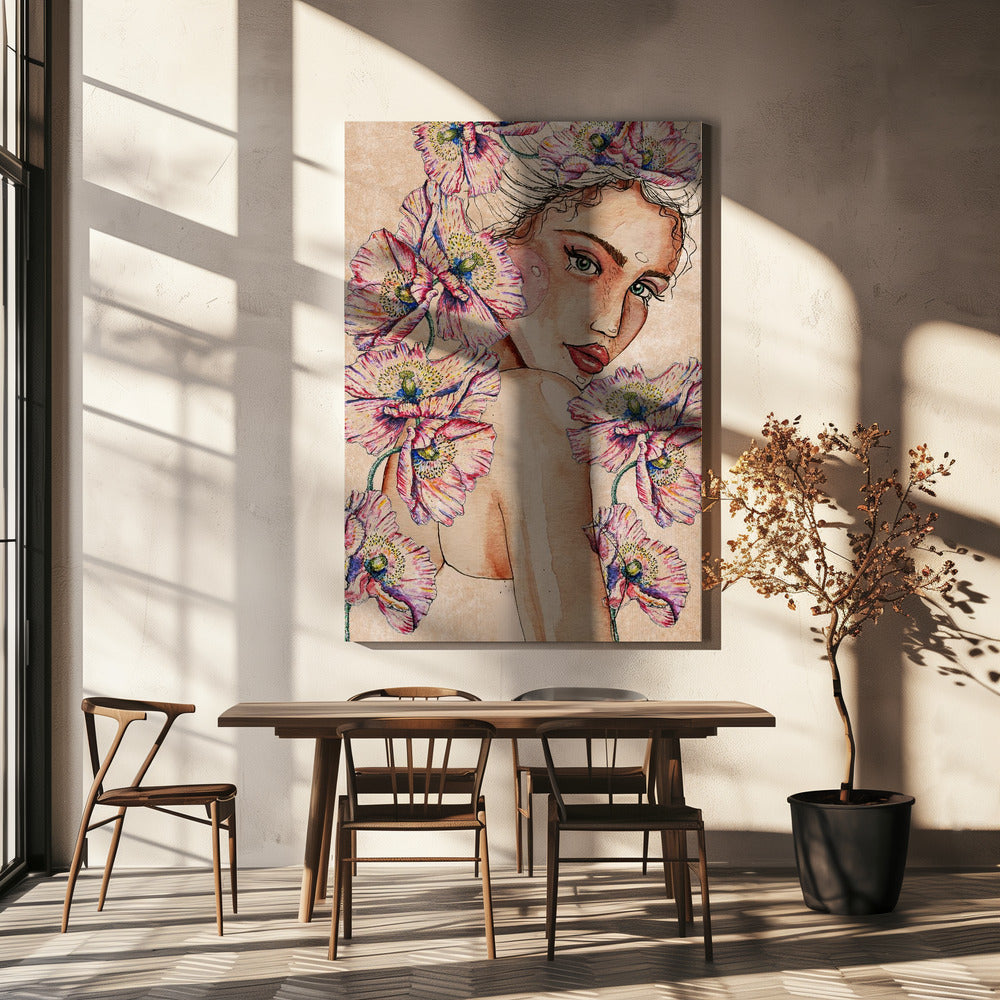 Woman wih Poppies | Canvas