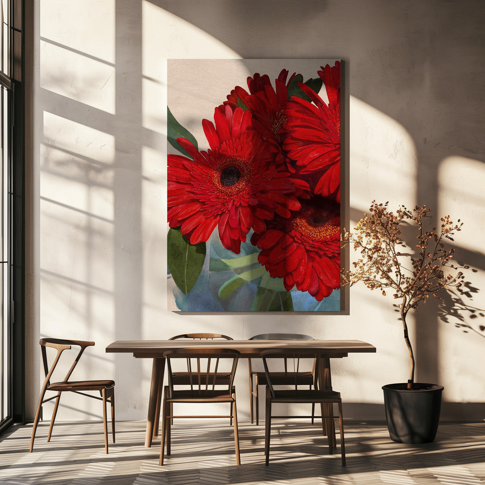 Red Gerbera Daisy Detail 3 | Canvas