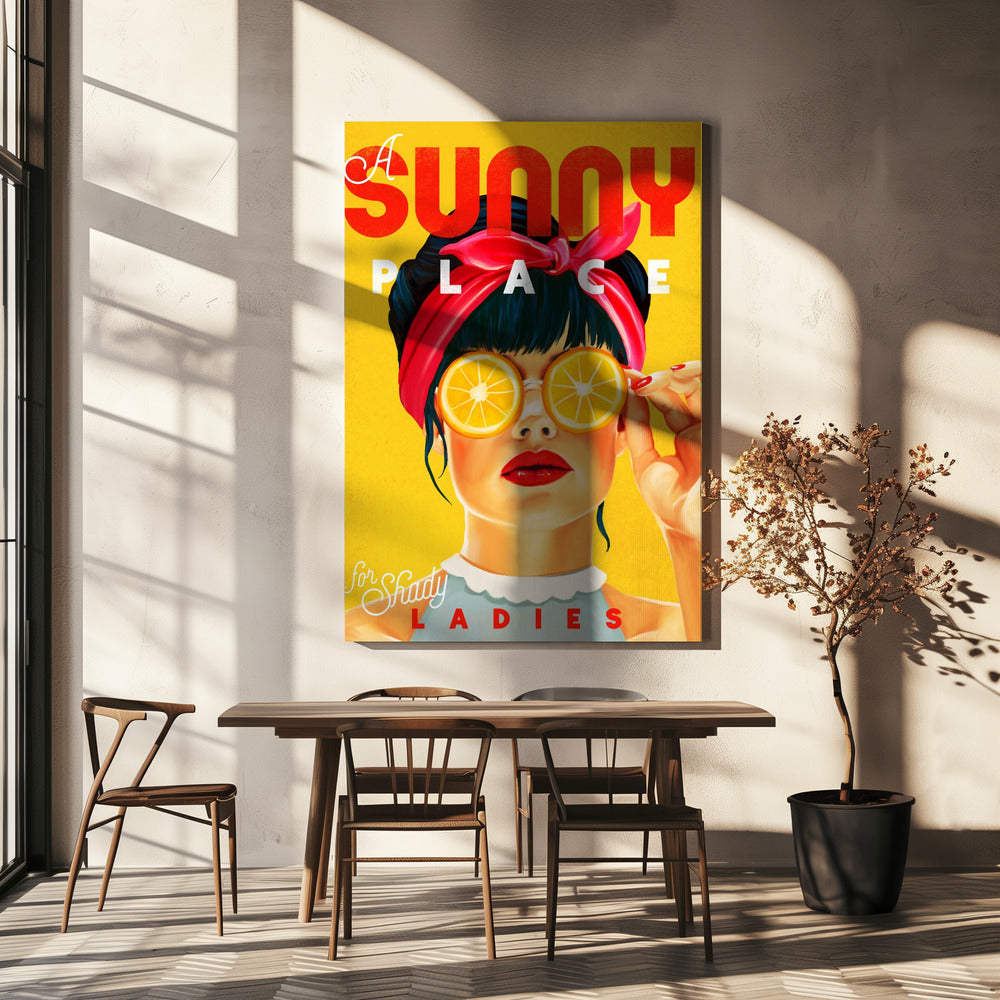 A Sunny Place For Shady Ladies Orange Pinup Art | Canvas