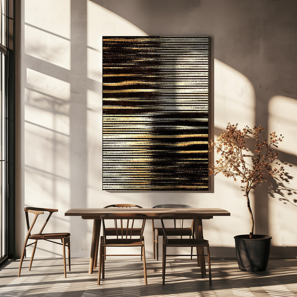Black and Gold Horizontal Lines | Canvas