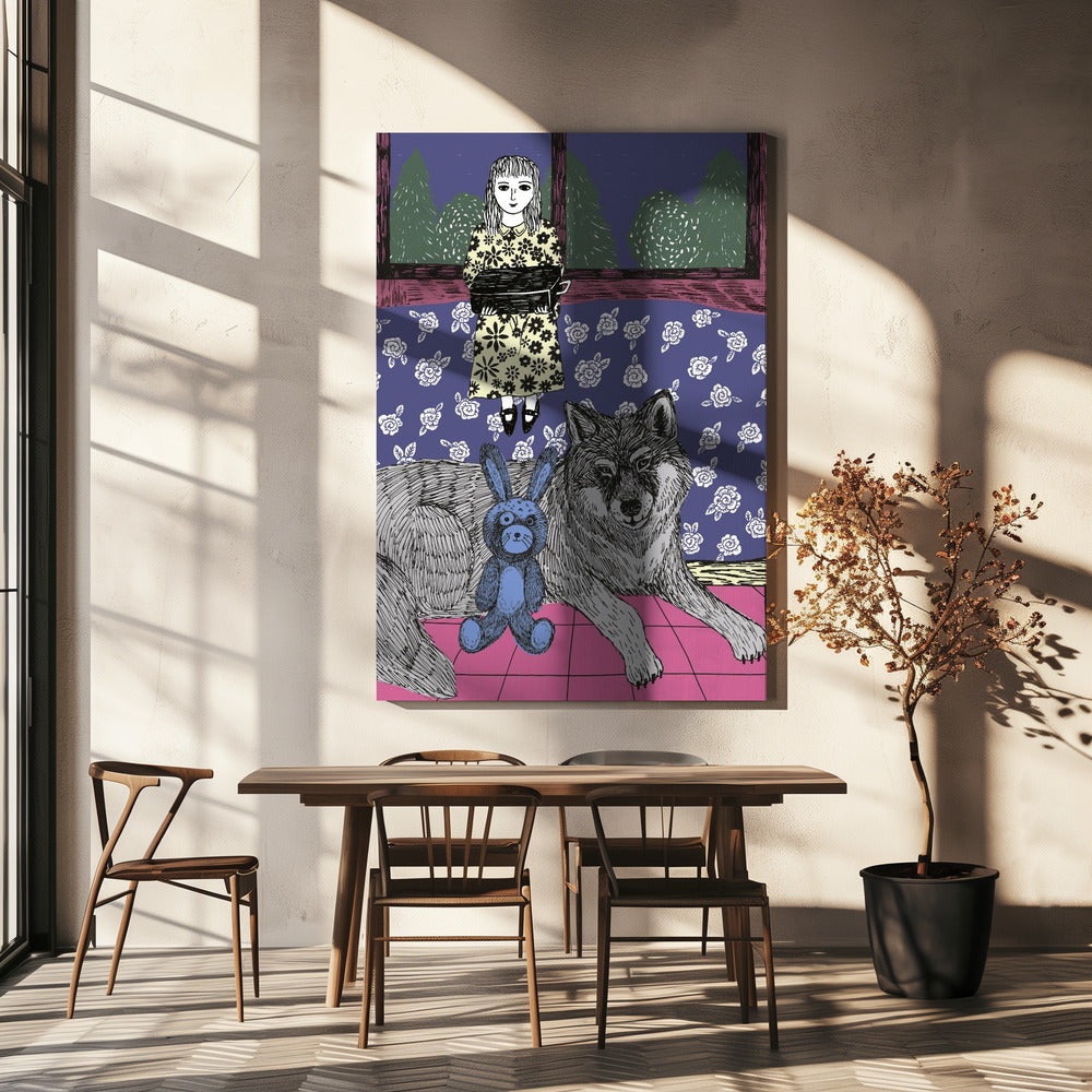 Girl With Wolf | Canvas