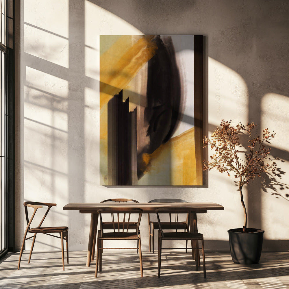 Dynamic Brushstrokes In Earthy Tones Of Black | Canvas