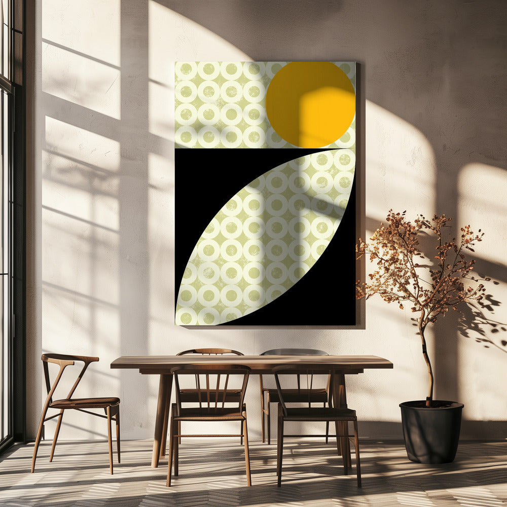 Geometric Shapes with a Bold Yellow Circle | Canvas