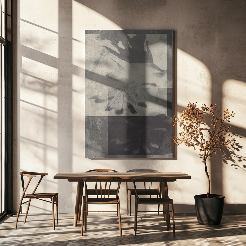 Whispering Leaves – Abstract Pattern in Taupe and White | Canvas