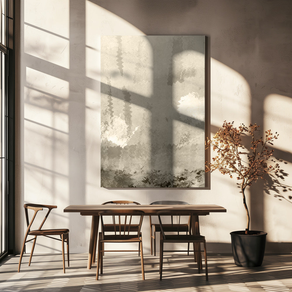 Two Moons. Reflections. Abstract Lanscape In Neutral Colors No.1 | Canvas