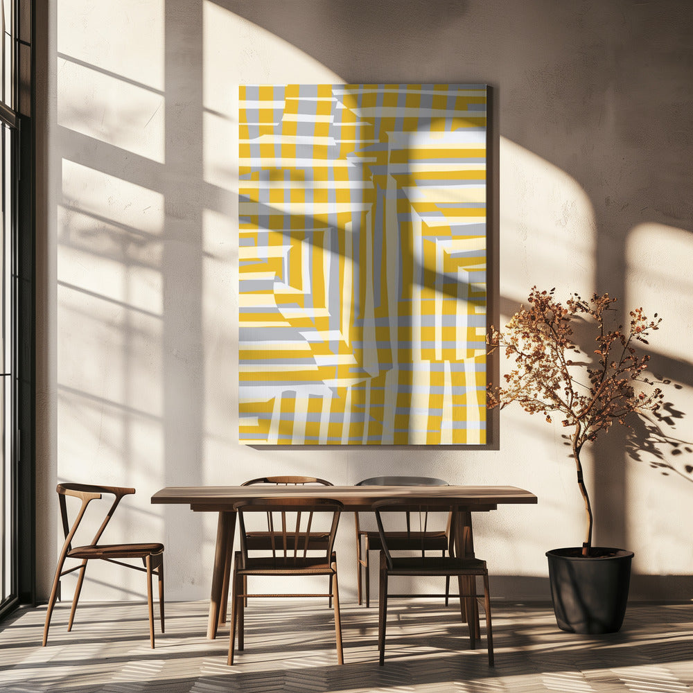 Yellow line and stripe with grey variation | Canvas