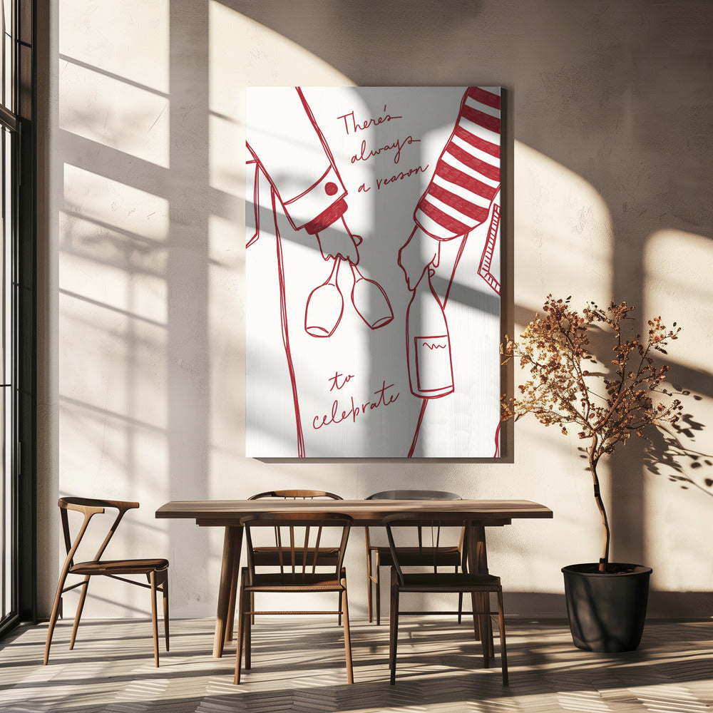 Woman holding wine bottle and wine glass (Red) - Wine Vin Rouge Femme | Canvas