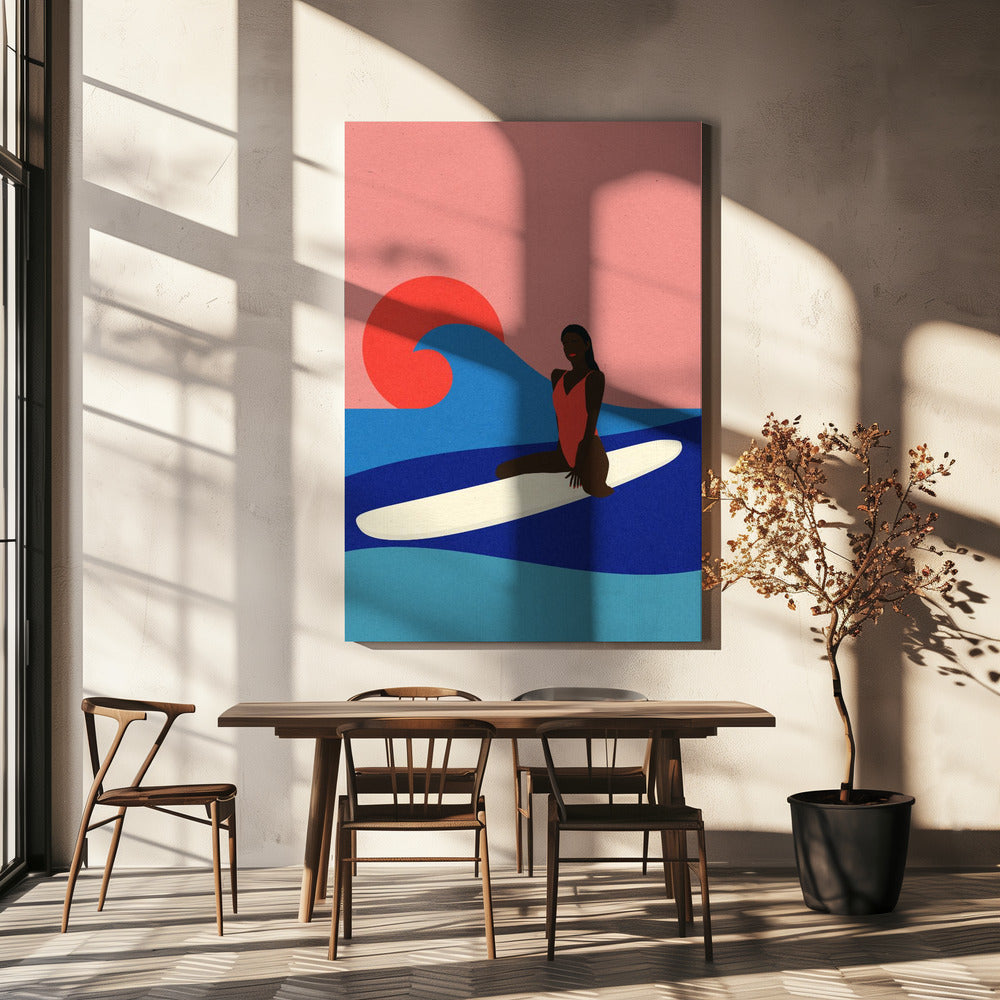 Girl On a Surfboard | Canvas