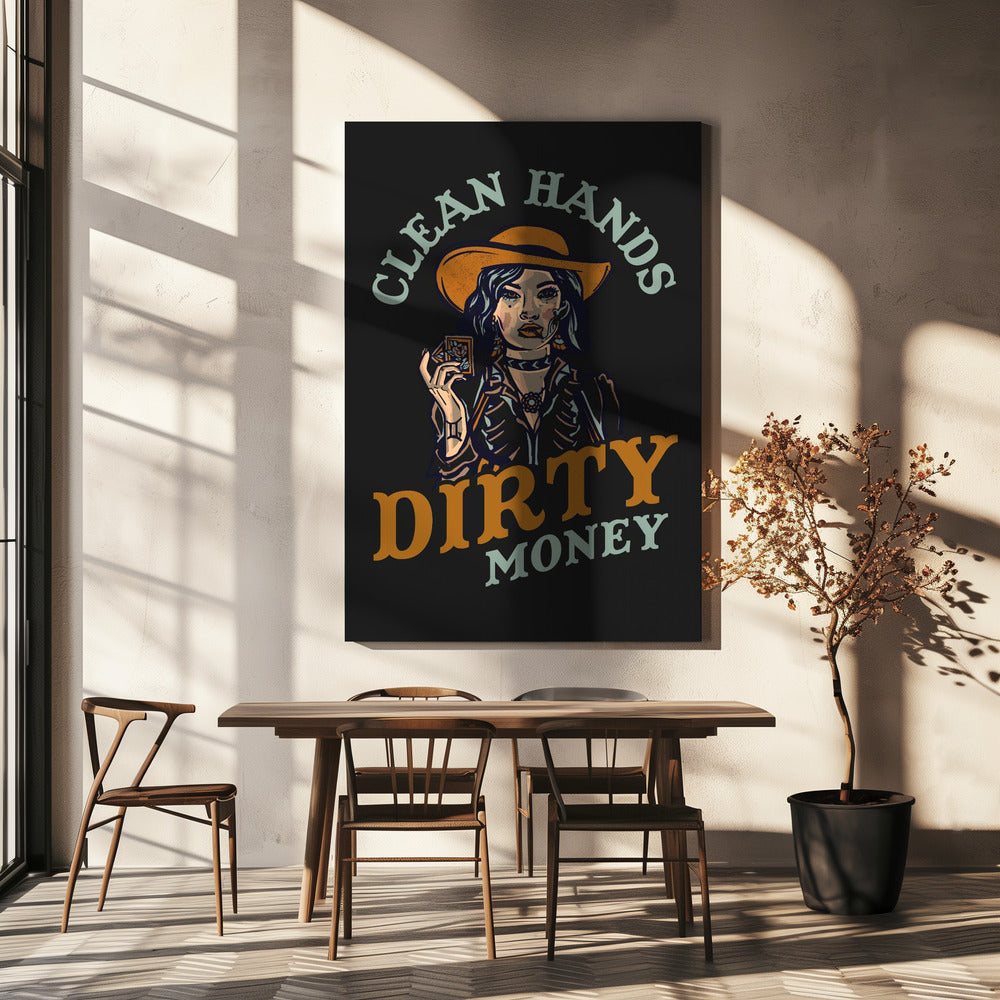 Clean Hands Dirty Money Poker Cowgirl | Canvas