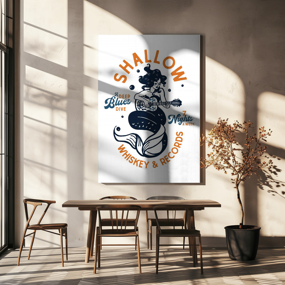 Shallow Whiskey &amp; Records Dive Bar Music Mermaid | Canvas
