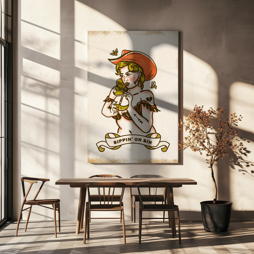 Sippin On Sin Cute &amp; Sassy Cowgirl Art | Canvas