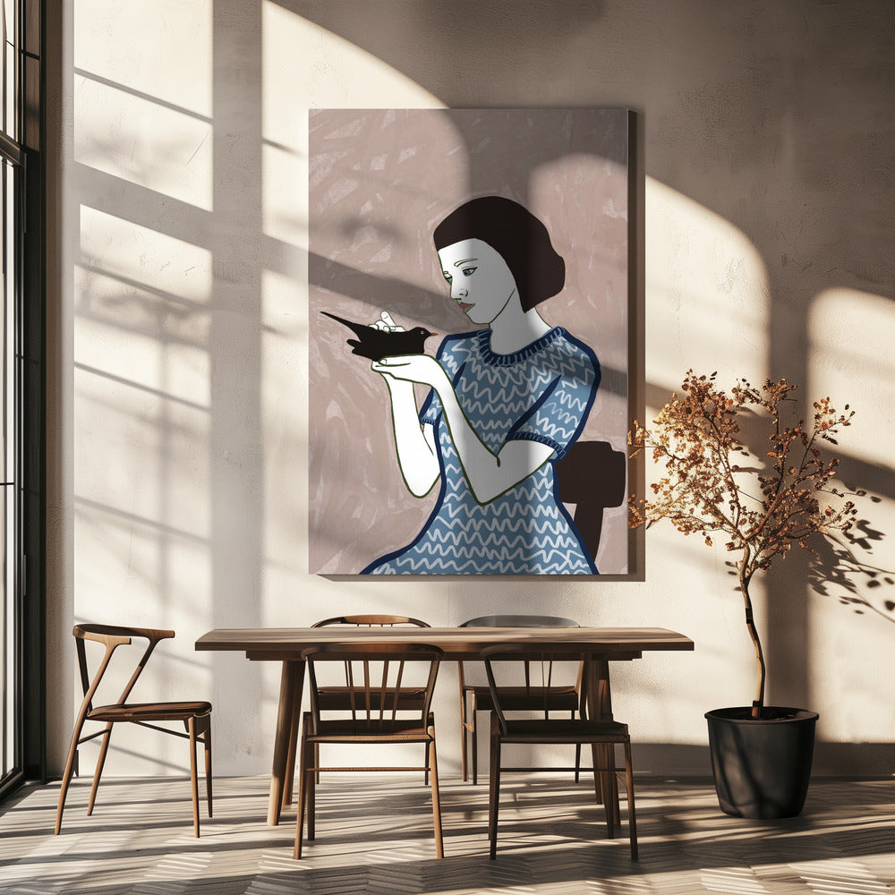 Bird lady sitting | Canvas