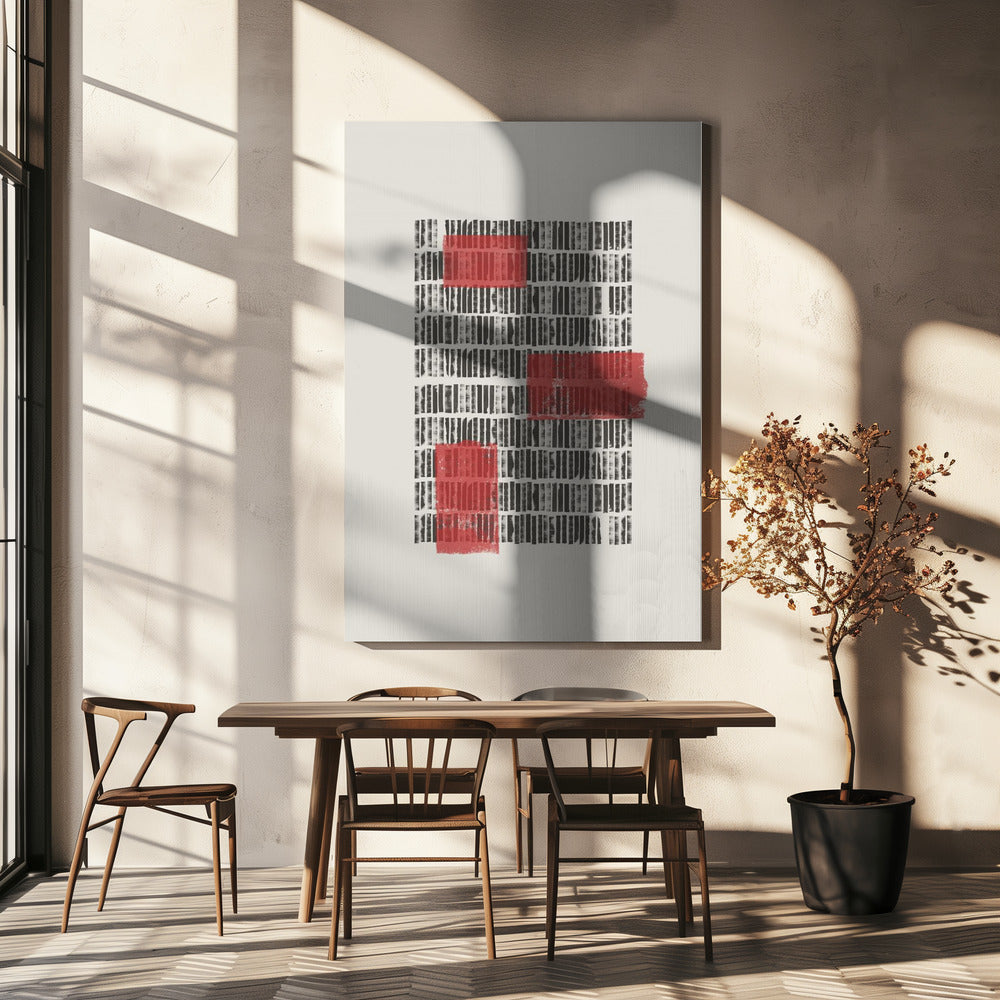 Crimson Grids | Canvas