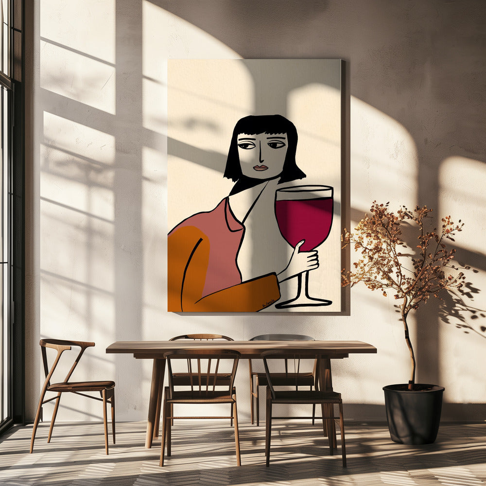 Ladying drinking wine | Canvas