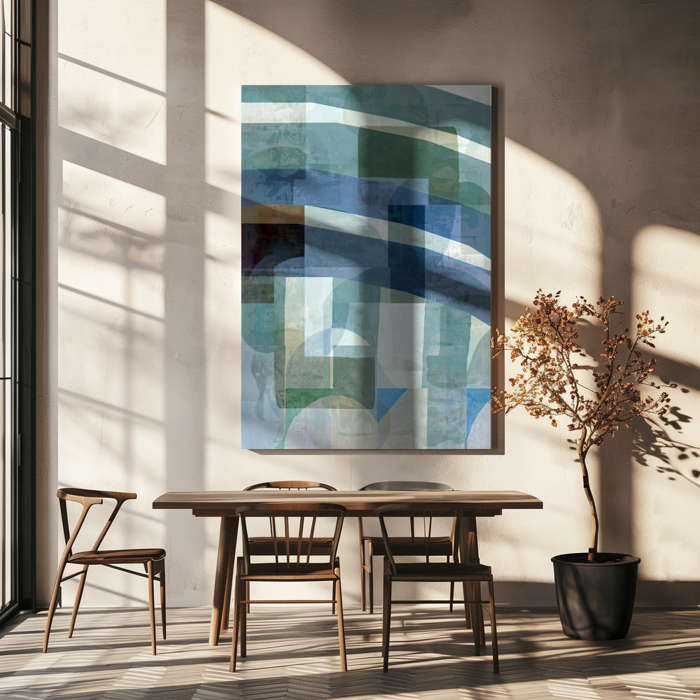 Abstract Blue and Neutral Shapes 1 | Canvas