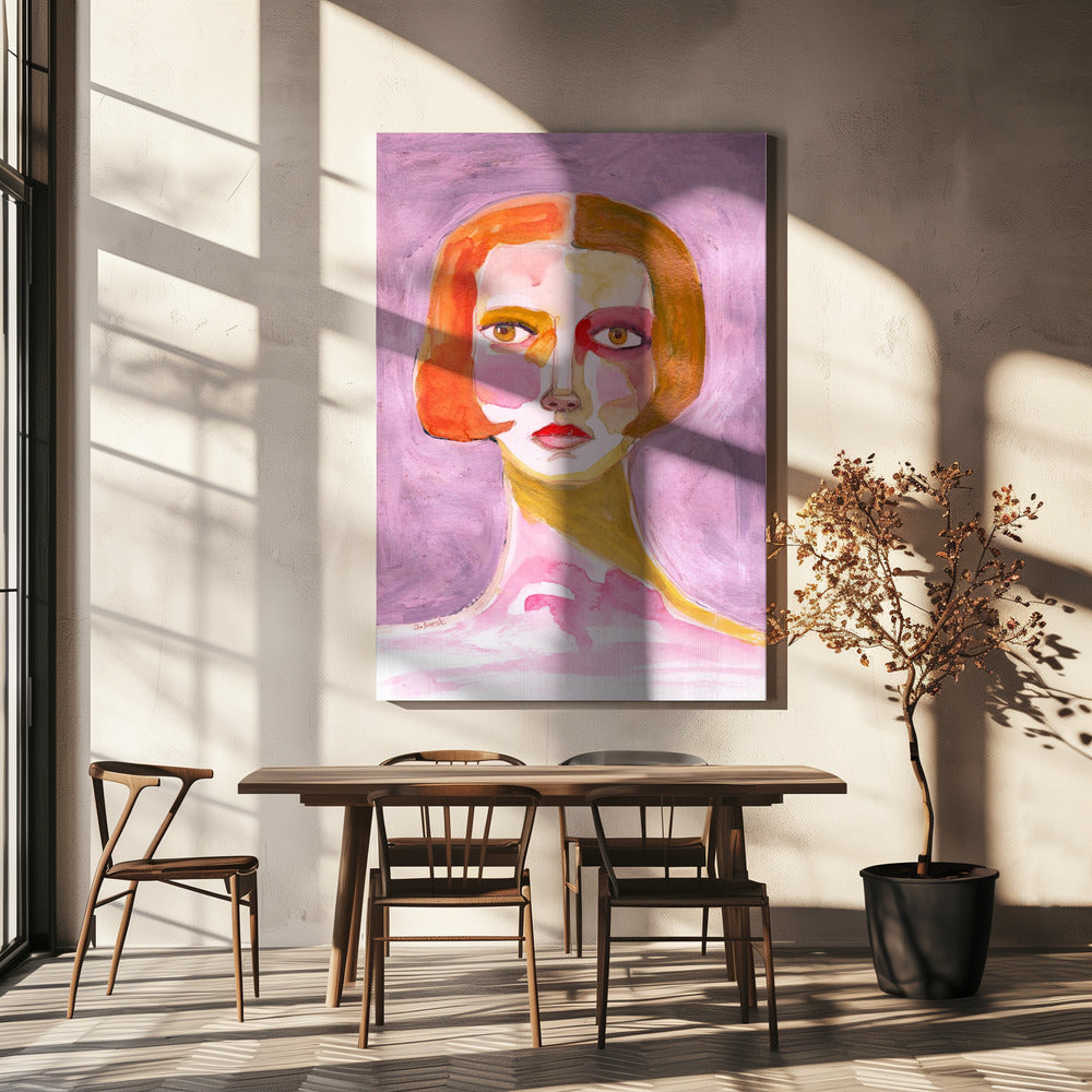 Lady with Bob haircut Mauve Lilac | Canvas