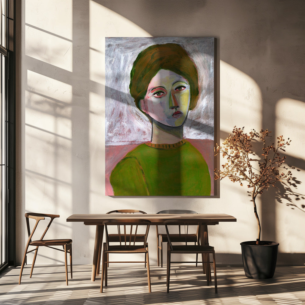 The woman in the green sweater | Canvas