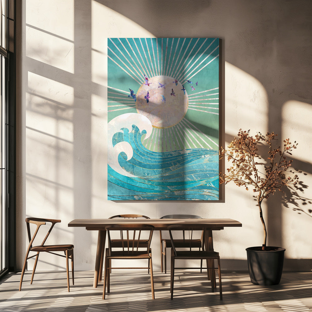 Sunset Golden Ocean Turquoise | Canvas