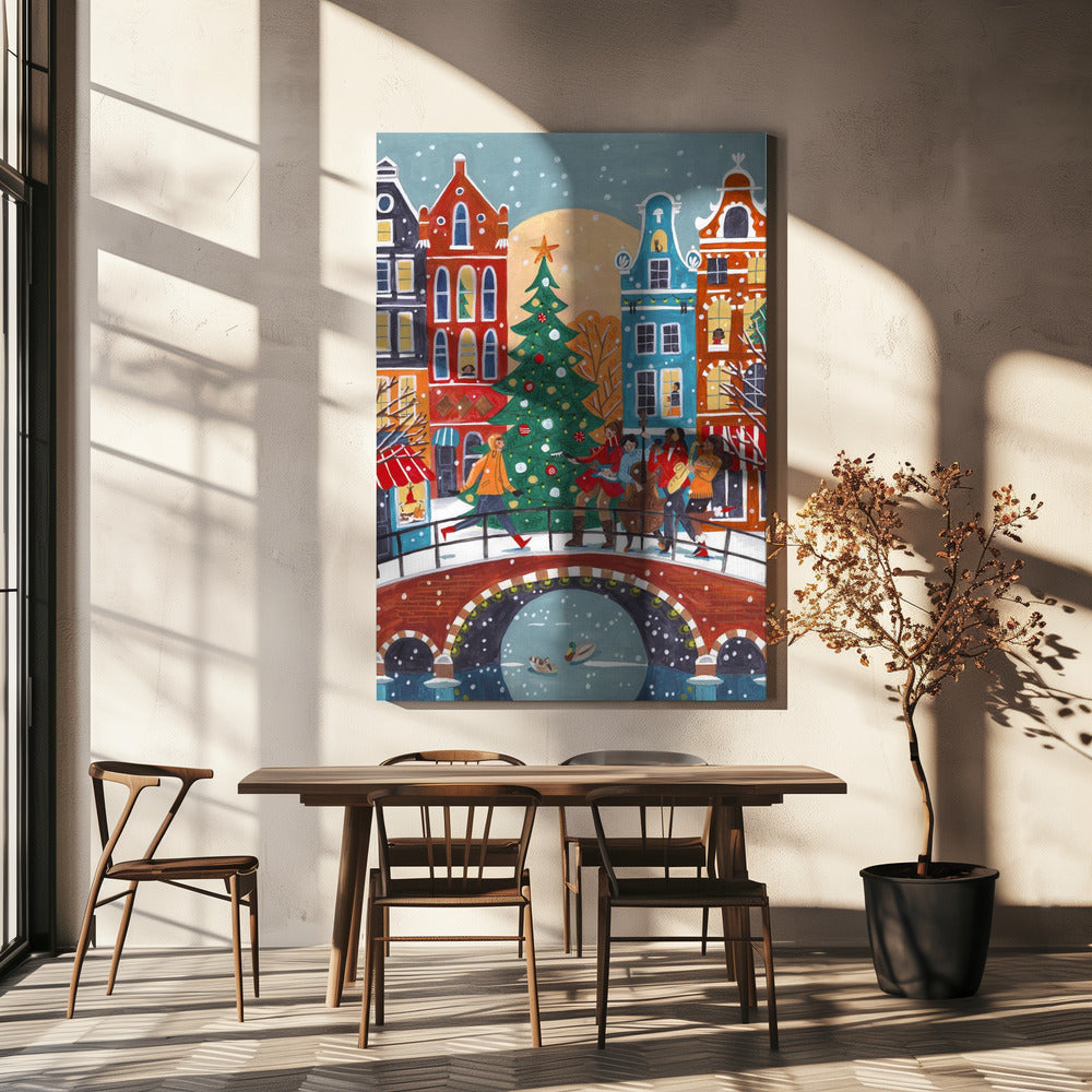 Snowfall in Amsterdam | Canvas