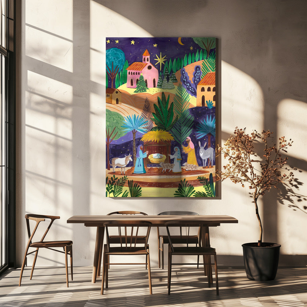 Nativity Scene starry night | Canvas