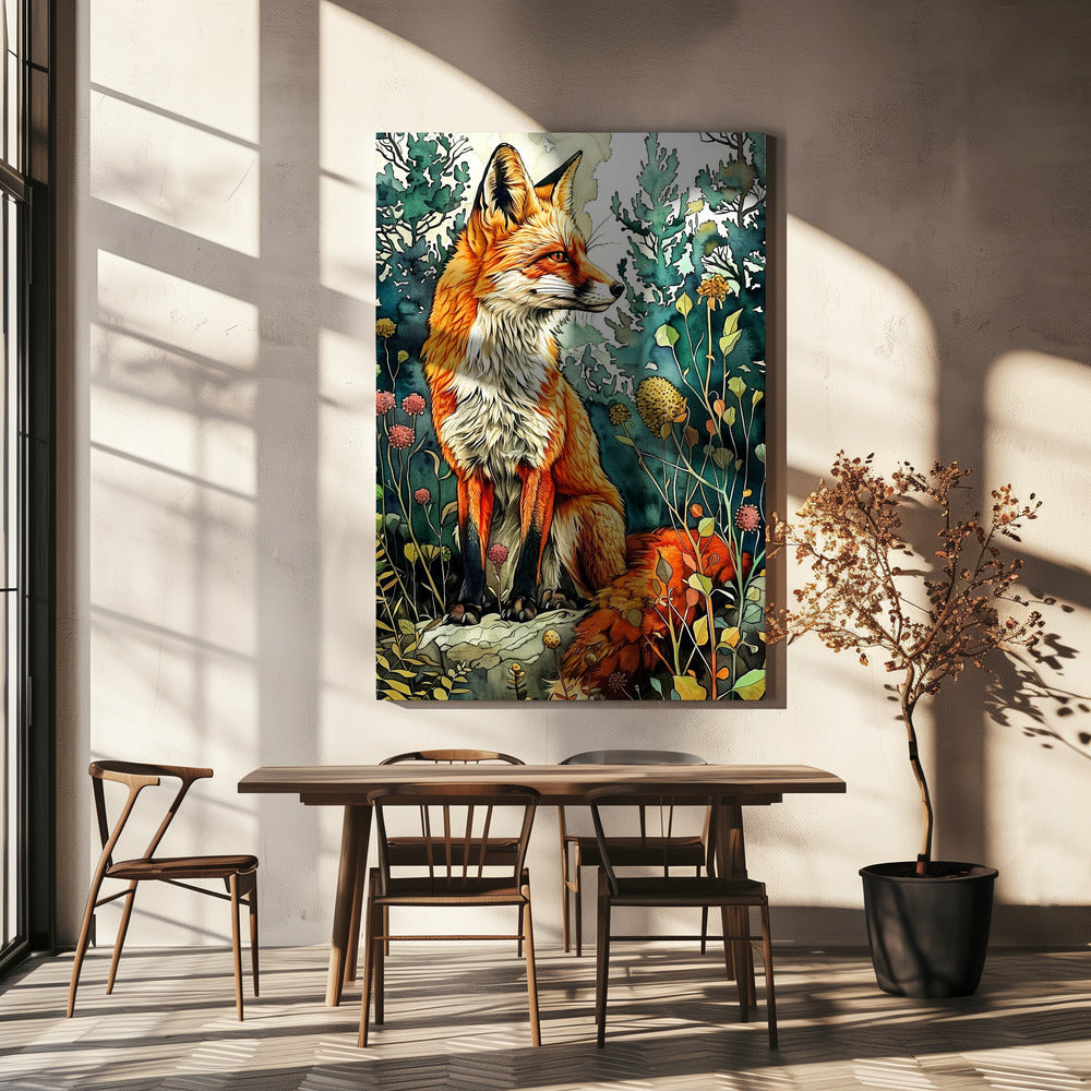 Animal watercolor art Fox 13 | Canvas