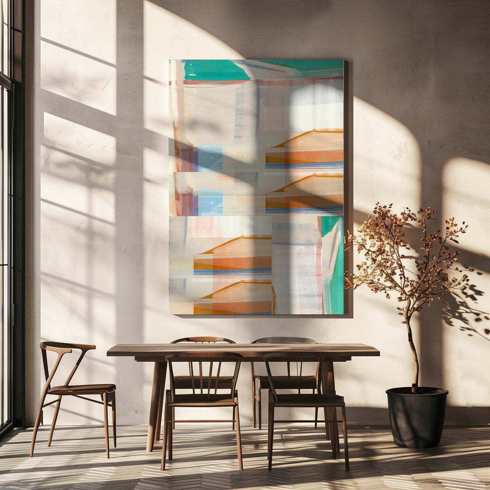 Blue Orange Shapes No1 | Canvas