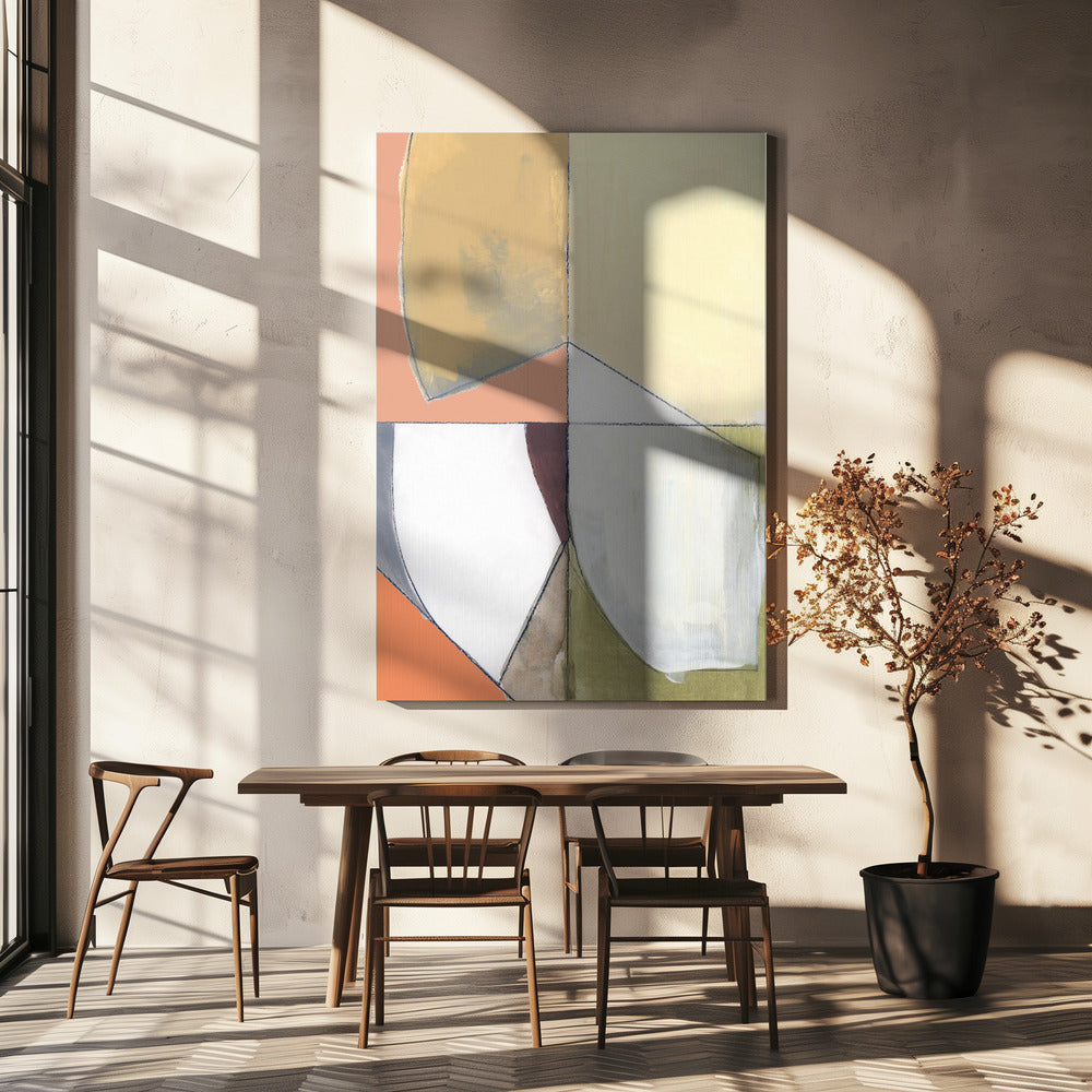 Dusty Pink Yellow Abstract No1 Art Print | Canvas