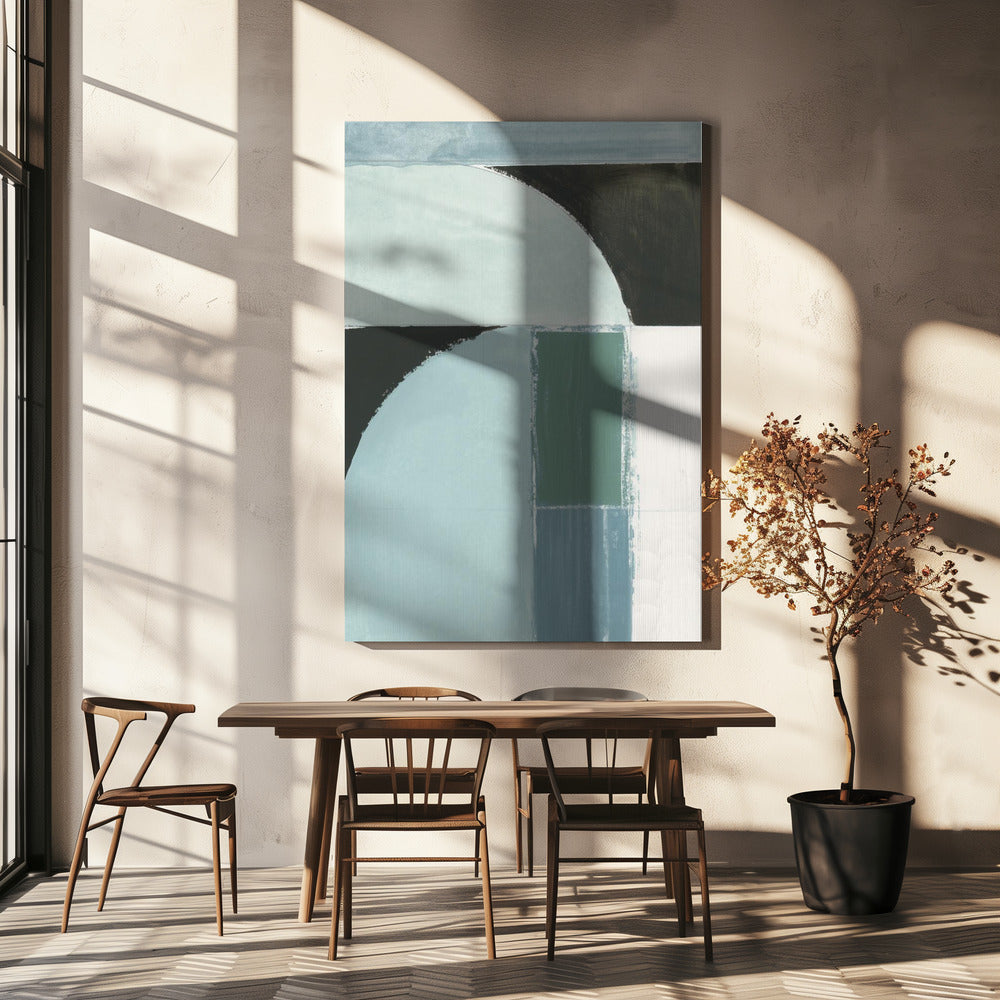 Abstract Blue Shapes No1 Print | Canvas