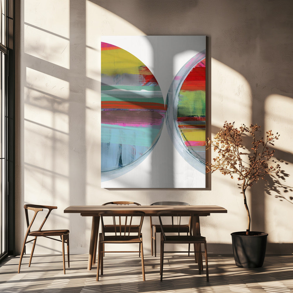 Abstract Stripes &amp; Circles No 2 | Canvas