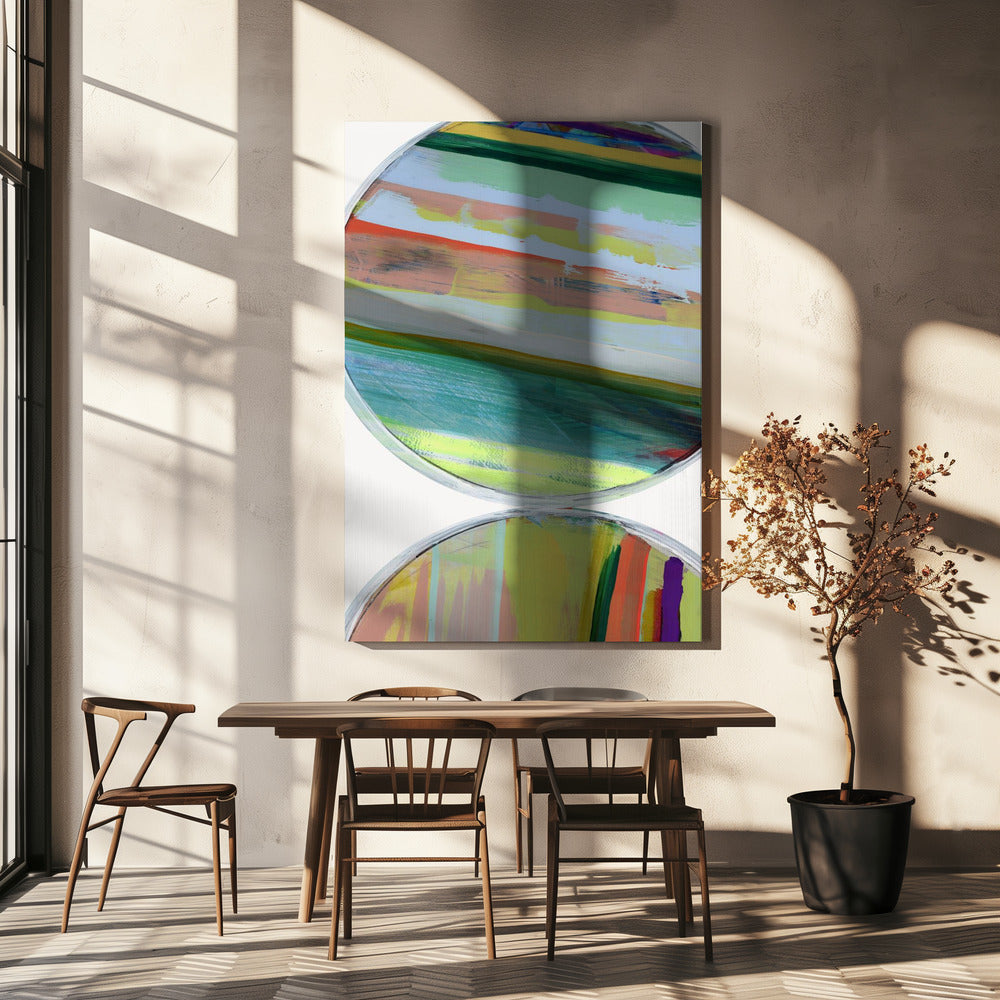 Abstract Stripes &amp; Circles No 1 | Canvas