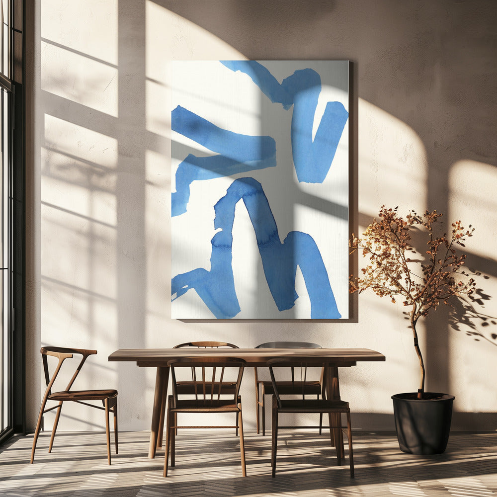 Abstract Blue Brushstrokes Art Print No1 | Canvas