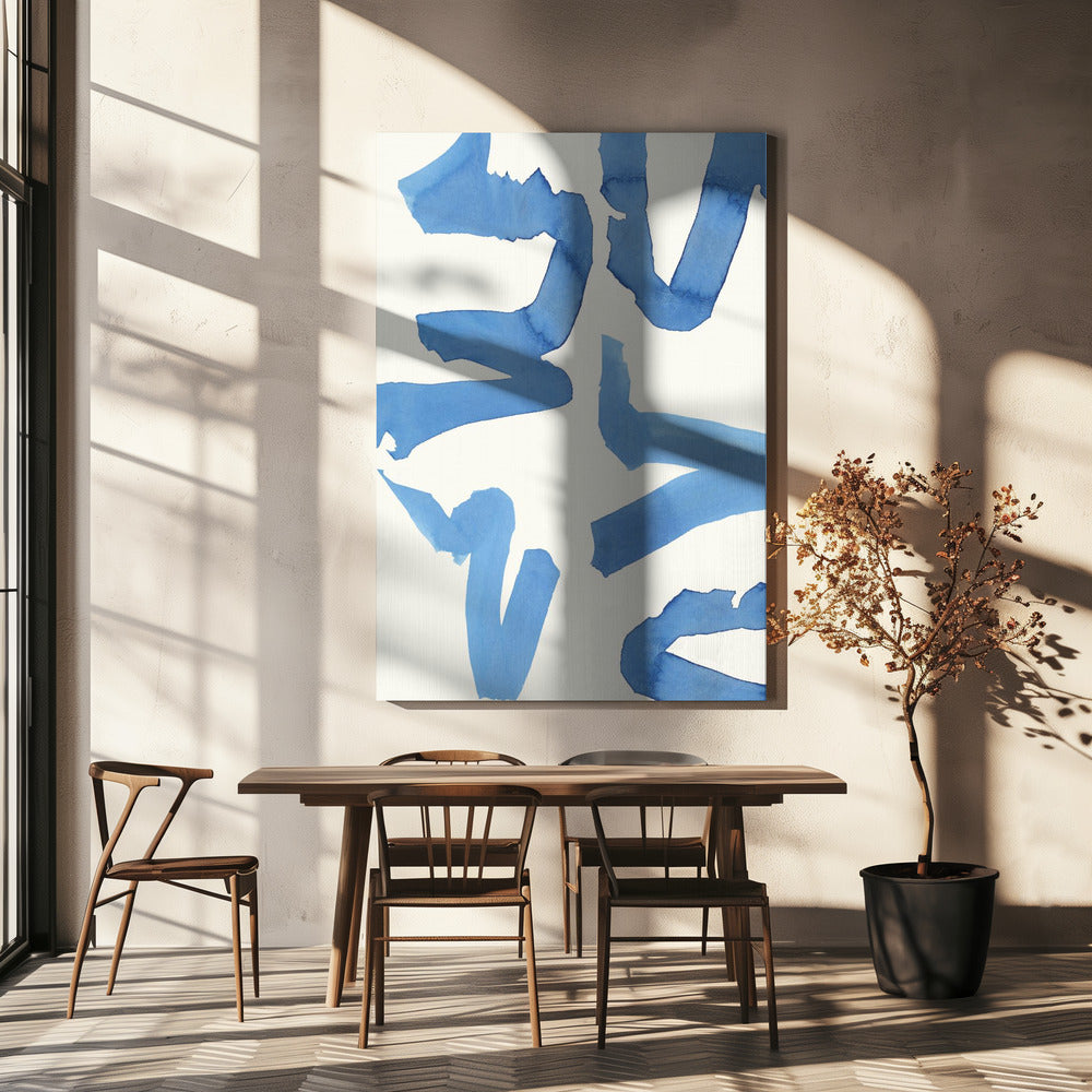 Abstract Blue Brushstrokes Art Print No2 | Canvas