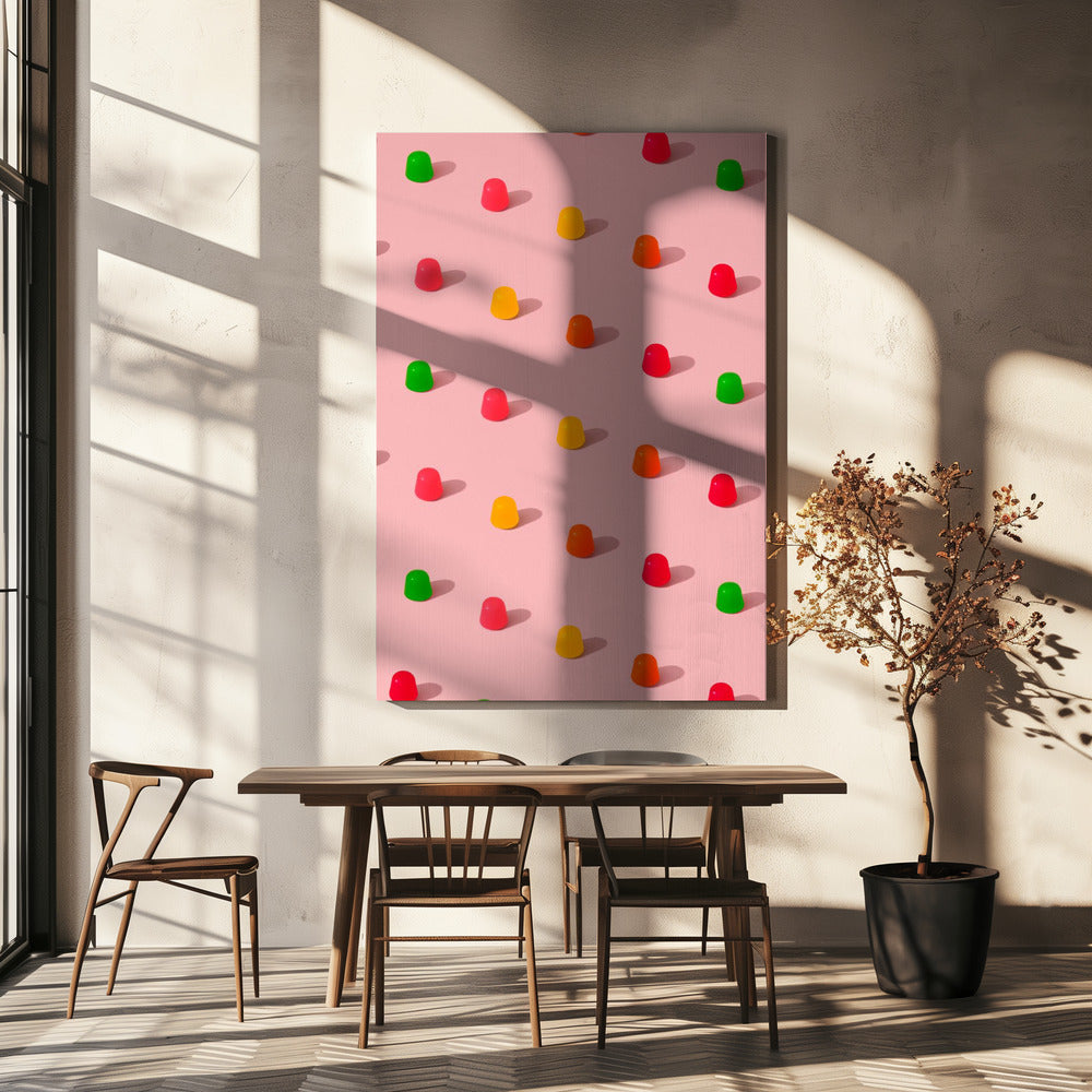 Dots Candy Gum Drops - Repeating Pattern On Pink Background | Canvas