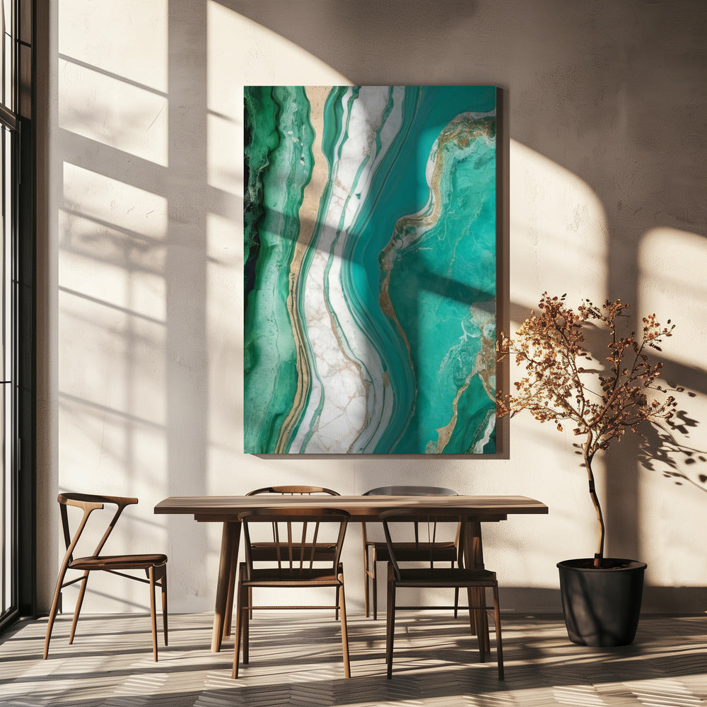 Green And Turquoise Patterns With Marbled Textures | Canvas