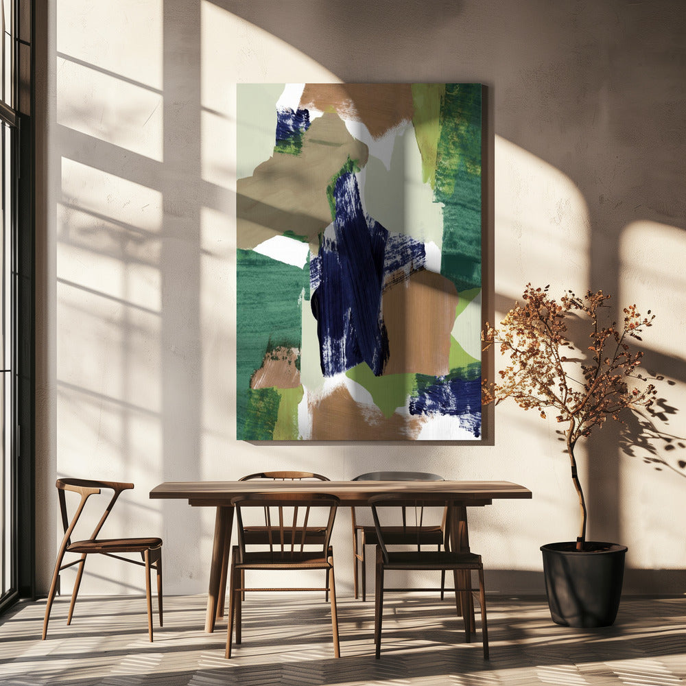 Abstract Blue Green Beige No 2 | Canvas