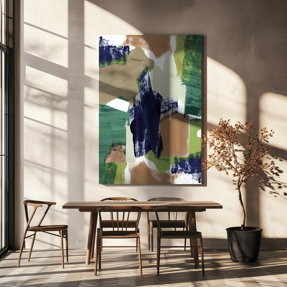 Abstract Blue Green Beige No 1 | Canvas