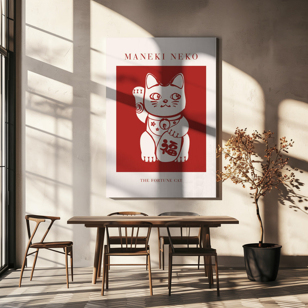 Maneki-Neko Cat Red | Canvas